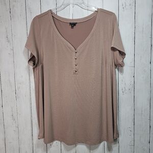 Torrid Women's Mauve Short Sleeve Henley Knit Shirt Size 3X Stretch.